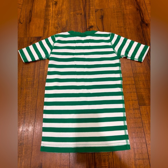 Hanna Andersson Kids Short Pajama Set Christmas Winter Green Peppermint Stripes - Picture 6 of 11